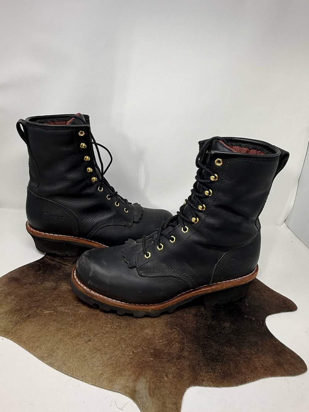 EUC Chippewa Baldor 8" Steel Toe Logger Black Oiled Boots Sz 11.5 (PLHVJK)